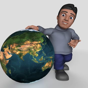 3D Render of Cartoon Casual Character