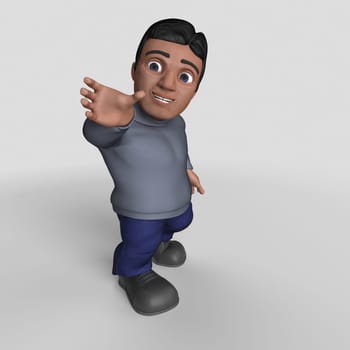 3D Render of Cartoon Casual Character
