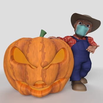 3D Render of Cartoon Farmer Character