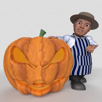 3D Render of Cartoon Butcher Character
