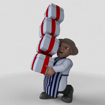 3D Render of Cartoon Butcher Character