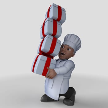 3D Render of Cartoon Baker Character