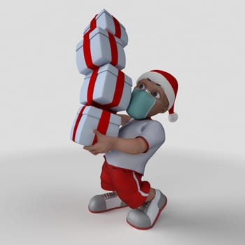3D Render of Cartoon Sports Character in face mask