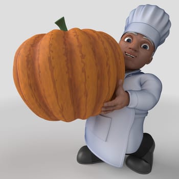3D Render of Cartoon Baker Character