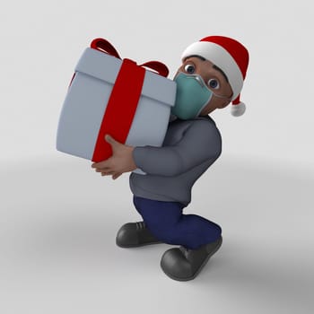 3D Render of Cartoon Casual Character in face mask