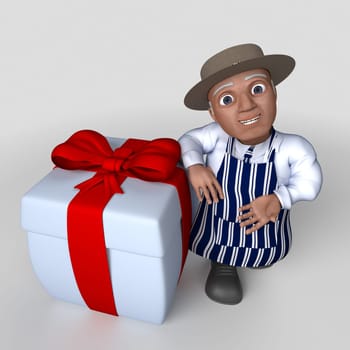 3D Render of Cartoon Butcher Character