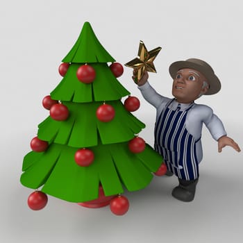 3D Render of Cartoon Butcher Character