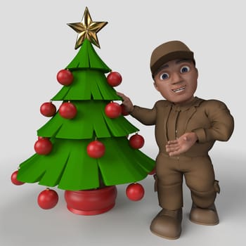 3D Render of Cartoon Delivery Driver