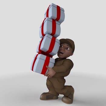3D Render of Cartoon Delivery Driver