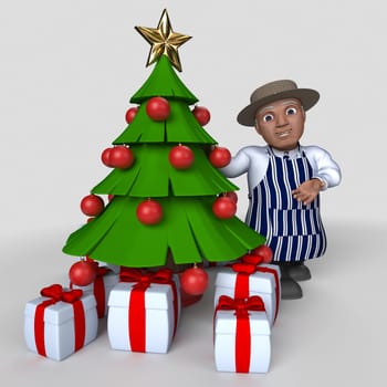 3D Render of Cartoon Butcher Character