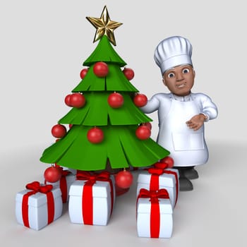 3D Render of Cartoon Baker Character