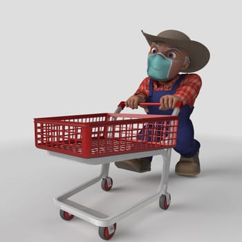 3D Render of Cartoon Farmer Character