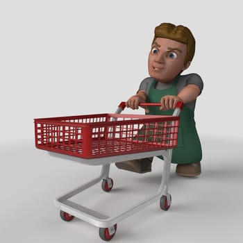 3D Render of Cartoon Shop Keeper Character