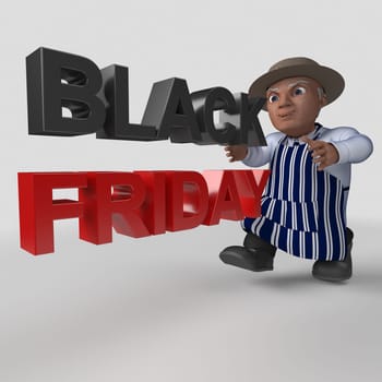 3D Render of Cartoon Butcher Character