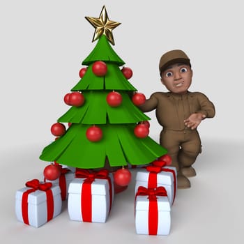3D Render of Cartoon Delivery Driver