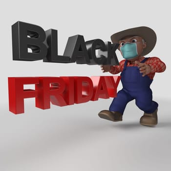 3D Render of Cartoon Farmer Character