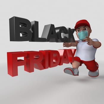 3D Render of Cartoon Sports Character in face mask
