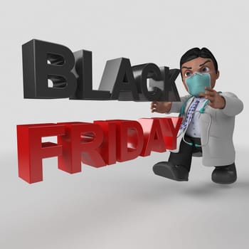 3D Render of Cartoon Doctor Character in face mask