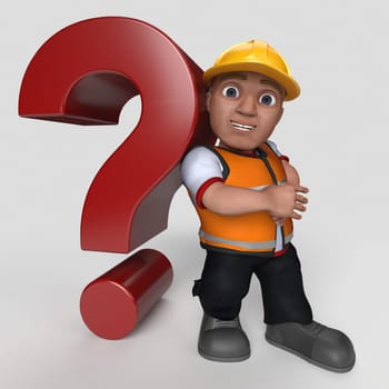 3D Render of Cartoon Builder Character
