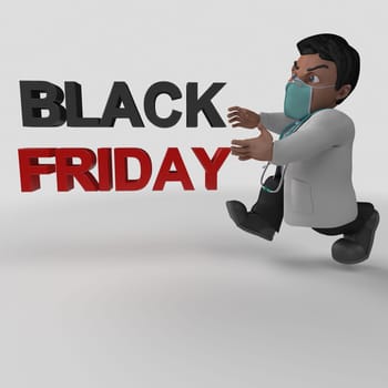 3D Render of Cartoon Doctor Character in face mask