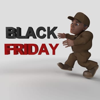 3D Render of Cartoon Delivery Driver