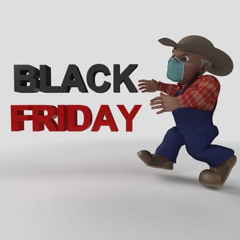 3D Render of Cartoon Farmer Character