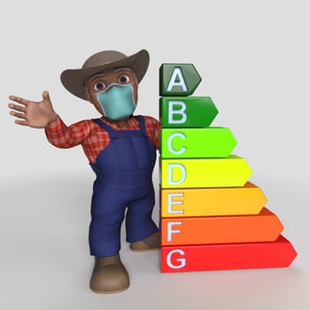 3D Render of Cartoon Farmer Character