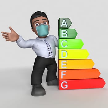 3D Render of Cartoon Business Character in face mask