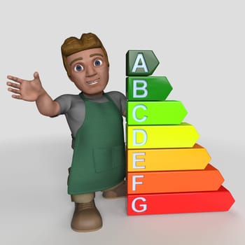 3D Render of Cartoon Shop Keeper Character