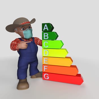 3D Render of Cartoon Farmer Character