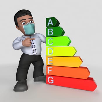 3D Render of Cartoon Business Character in face mask
