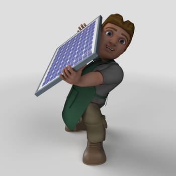 3D Render of Cartoon Shop Keeper Character