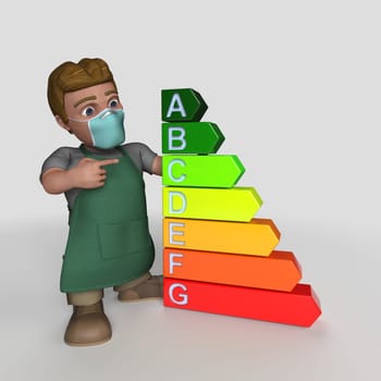 3D Render of Cartoon Shop Keeper Character