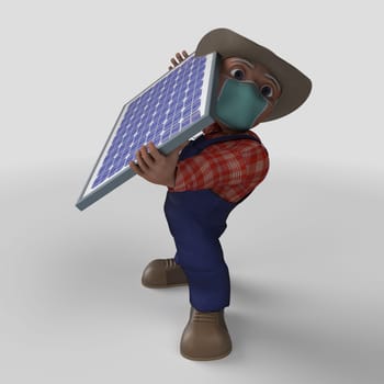 3D Render of Cartoon Farmer Character
