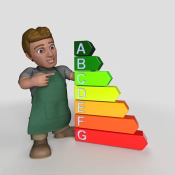 3D Render of Cartoon Shop Keeper Character