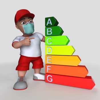 3D Render of Cartoon Sports Character in face mask