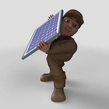 3D Render of Cartoon Delivery Driver