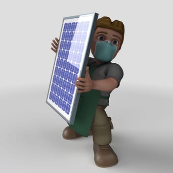 3D Render of Cartoon Shop Keeper Character