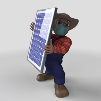 3D Render of Cartoon Farmer Character