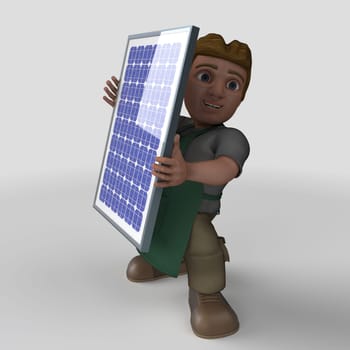 3D Render of Cartoon Shop Keeper Character