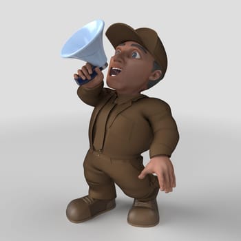3D Render of Cartoon Delivery Driver