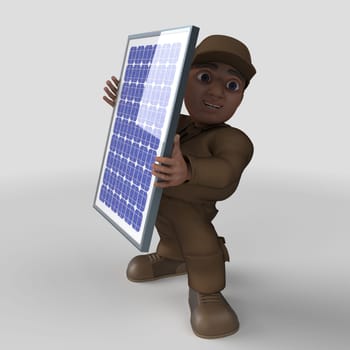 3D Render of Cartoon Delivery Driver