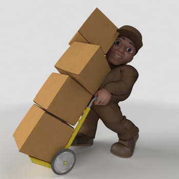 3D Render of Cartoon Delivery Driver