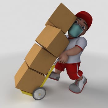 3D Render of Cartoon Sports Character in face mask