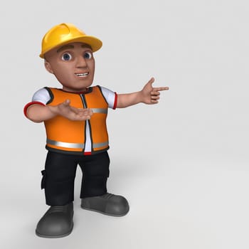 3D Render of Cartoon Builder Character