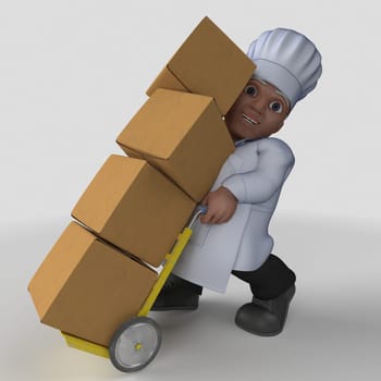 3D Render of Cartoon Baker Character
