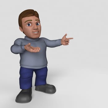 3D Render of Cartoon Casual Character