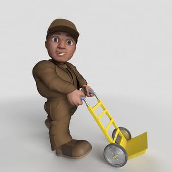 3D Render of Cartoon Delivery Driver