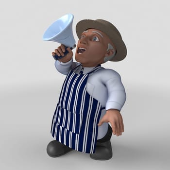 3D Render of Cartoon Butcher Character