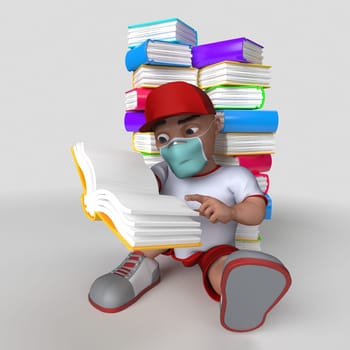 3D Render of Cartoon Sports Character in face mask